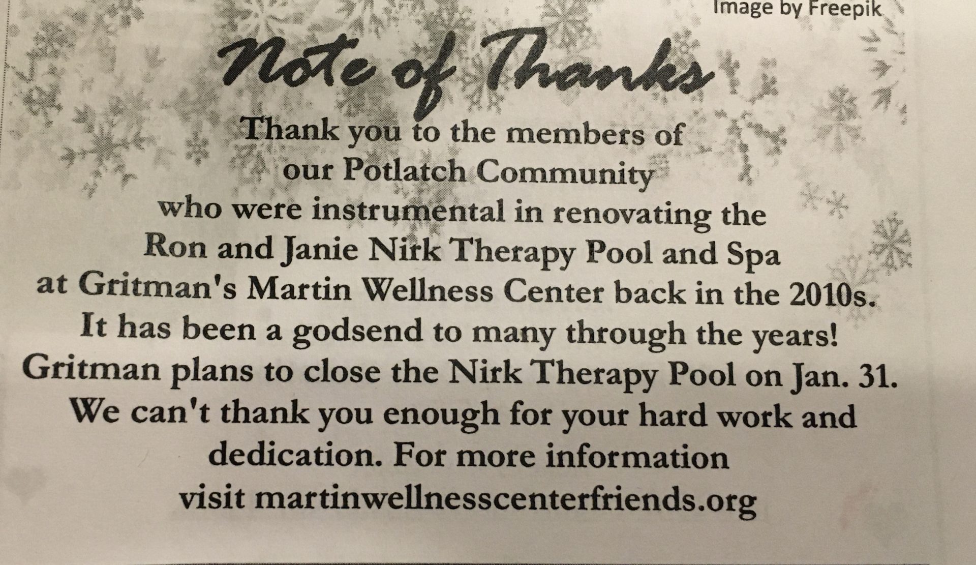 Appeared in the Community Information Agency, Potlatch Idaho, January 30, 2025.